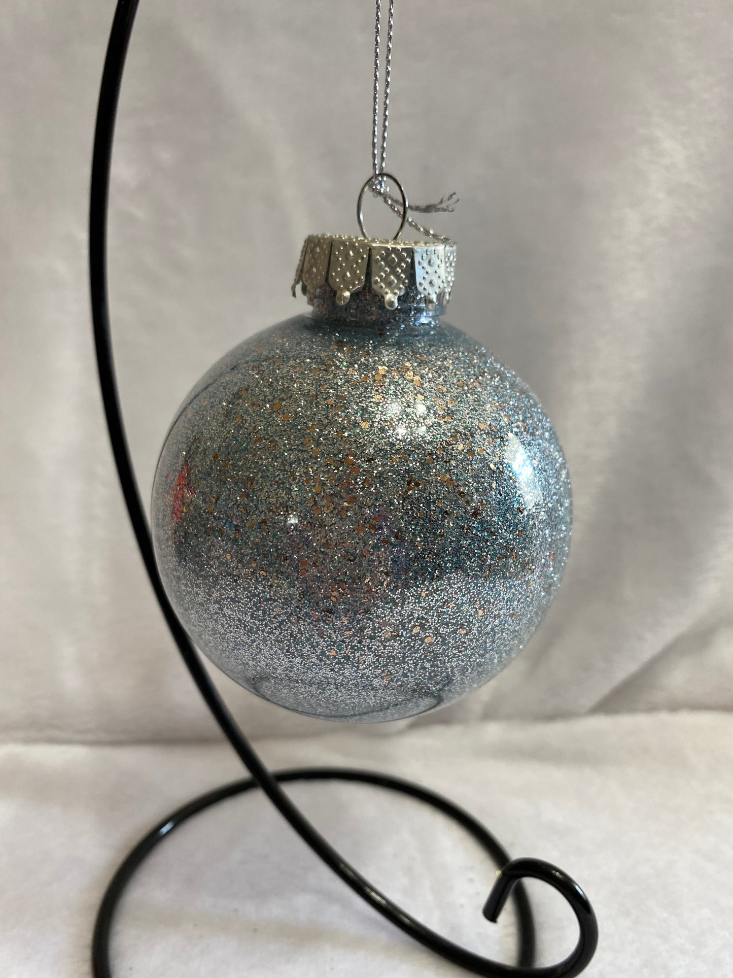 Silver Fine Glitter Christmas Ornament