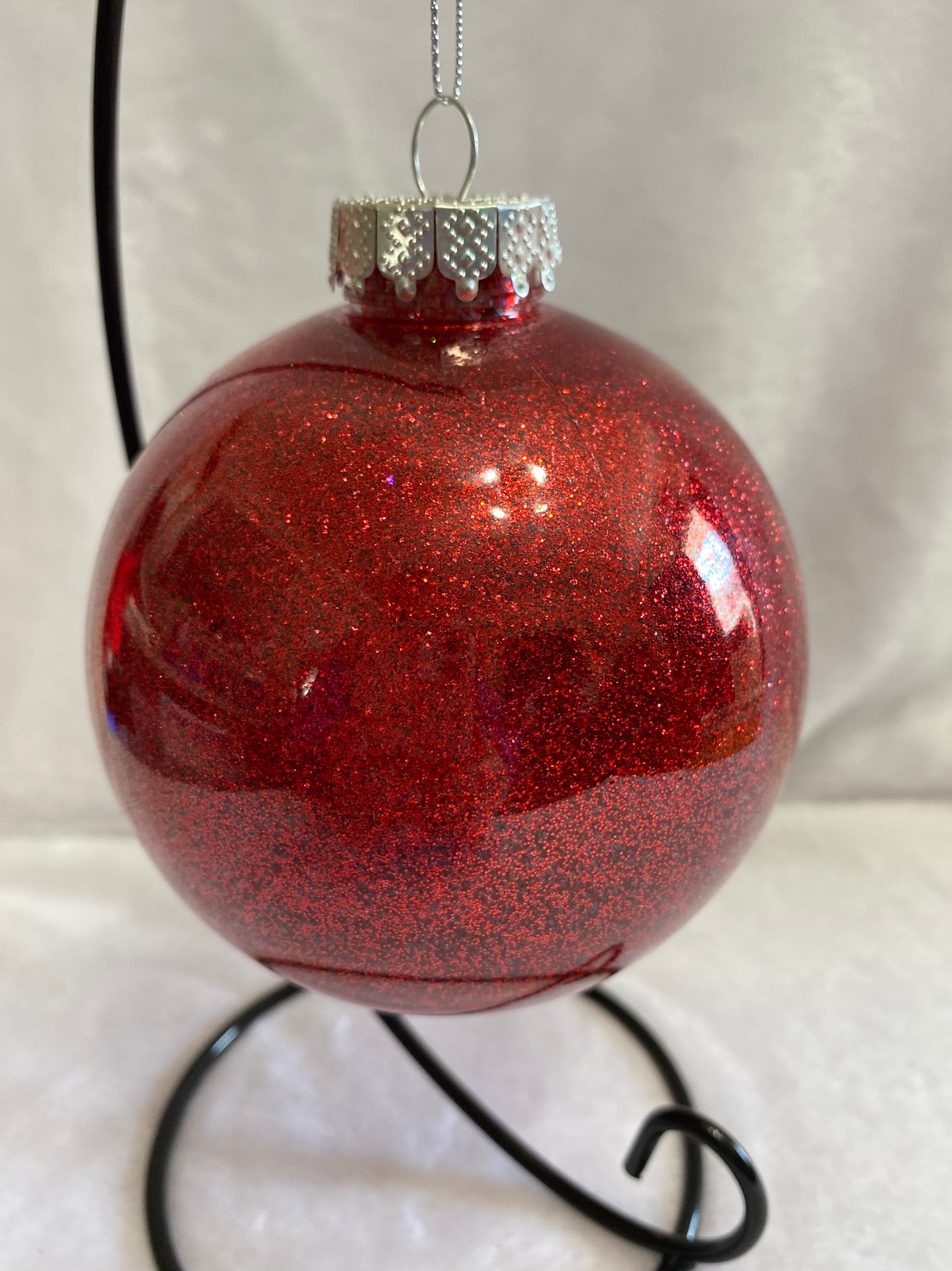 Red Fine Glitter Christmas Ornament Large