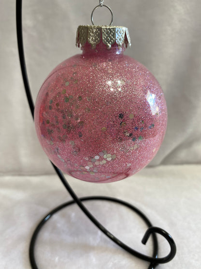 Pink & Chunky Glitter Christmas Ornament