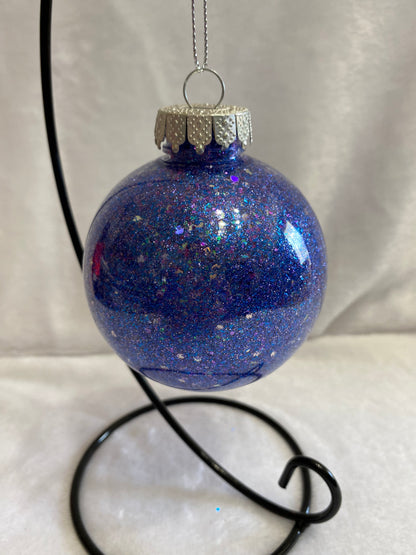 Blue & Chunky Glitter Christmas Ornament