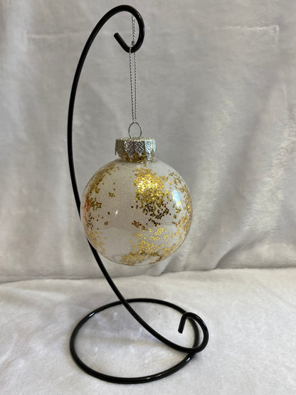 White & Gold Glitter Christmas Ornament