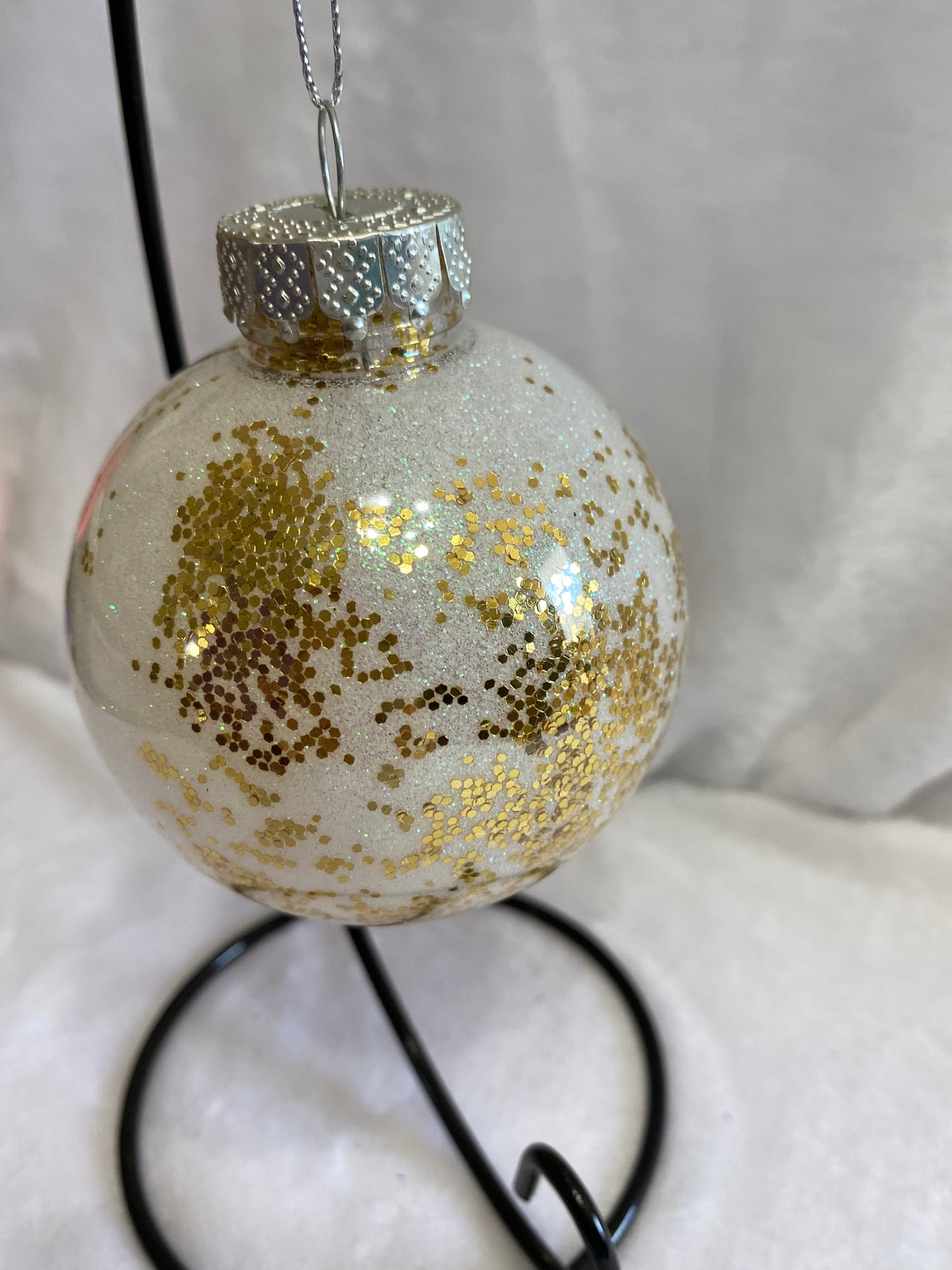 White & Gold Glitter Christmas Ornament