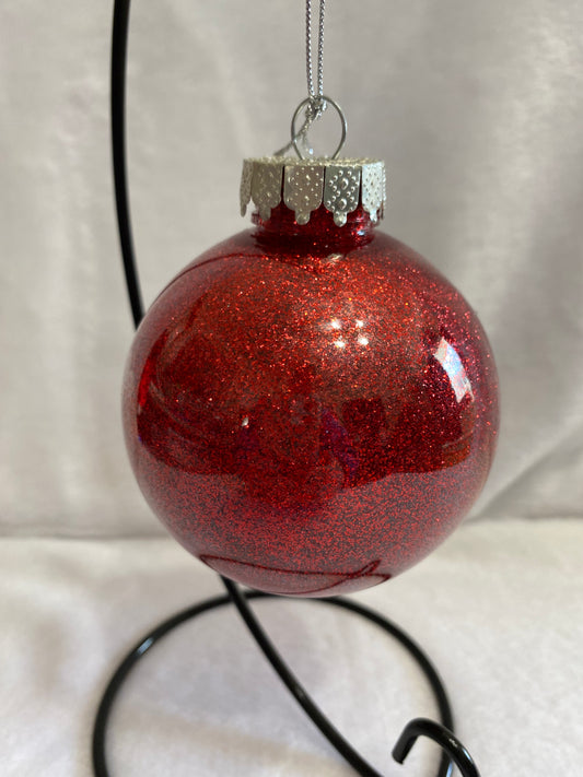 Red Glitter Christmas Ornament Small
