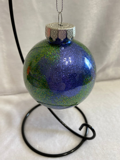 Blue & Green Glitter Christmas Ornament
