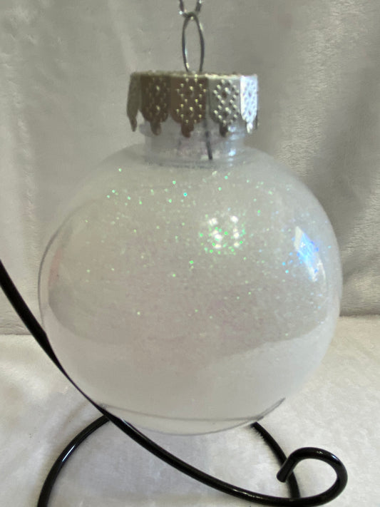 White Iridescent Fine Glitter Christmas Ornament