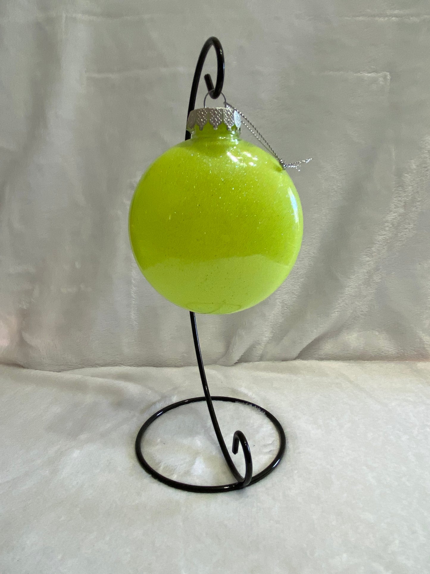 Neon Yellow Glitter Christmas Ornament