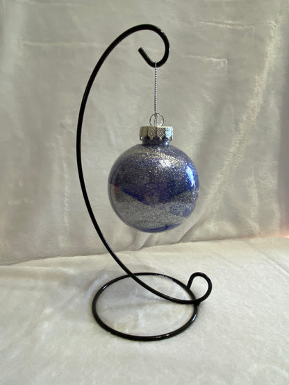Blue & Silver Glitter Christmas Ornament