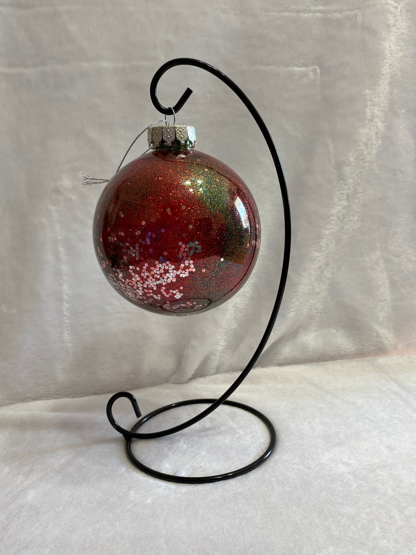 Red & Green With Chunky Glitter Christmas Ornament