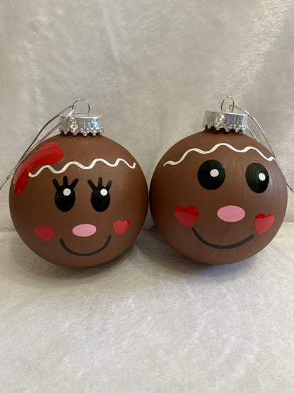 Gingerbread Face Ornaments Set of 2