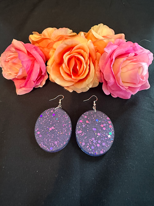 Large Purple Chunky Glitter Earrings