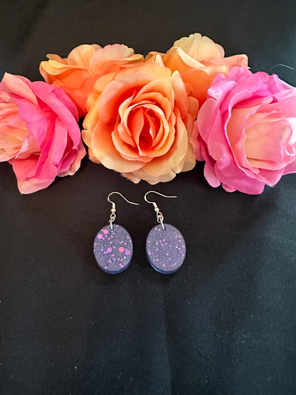 Purple Chunky Glitter Mini Oval Earrings