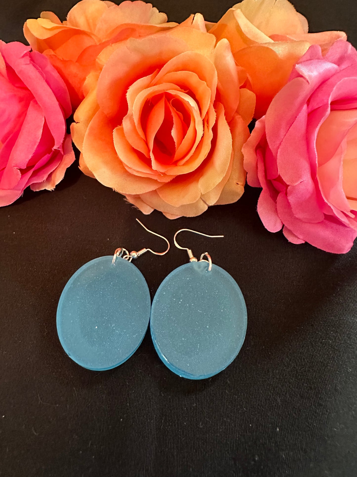Medium Blue Earrings Oval