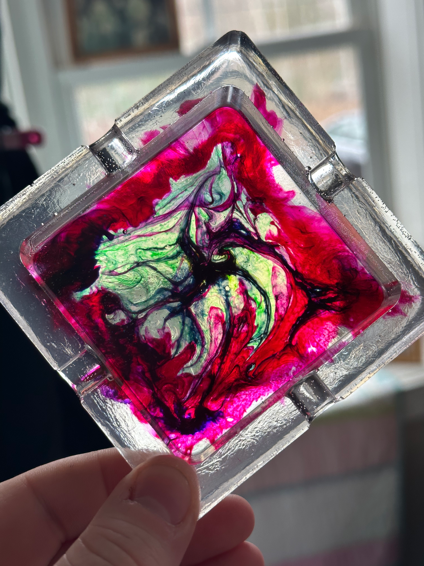 Square Multi Color Swirl Ashtray