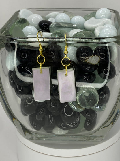 Iridescent Rectangle Earrings (Pink Tint)