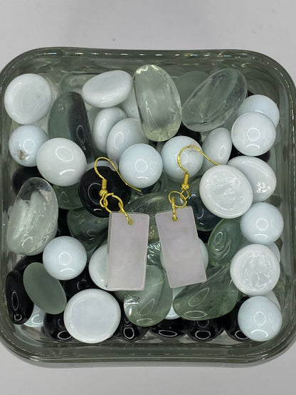 Iridescent Rectangle Earrings (Pink Tint)