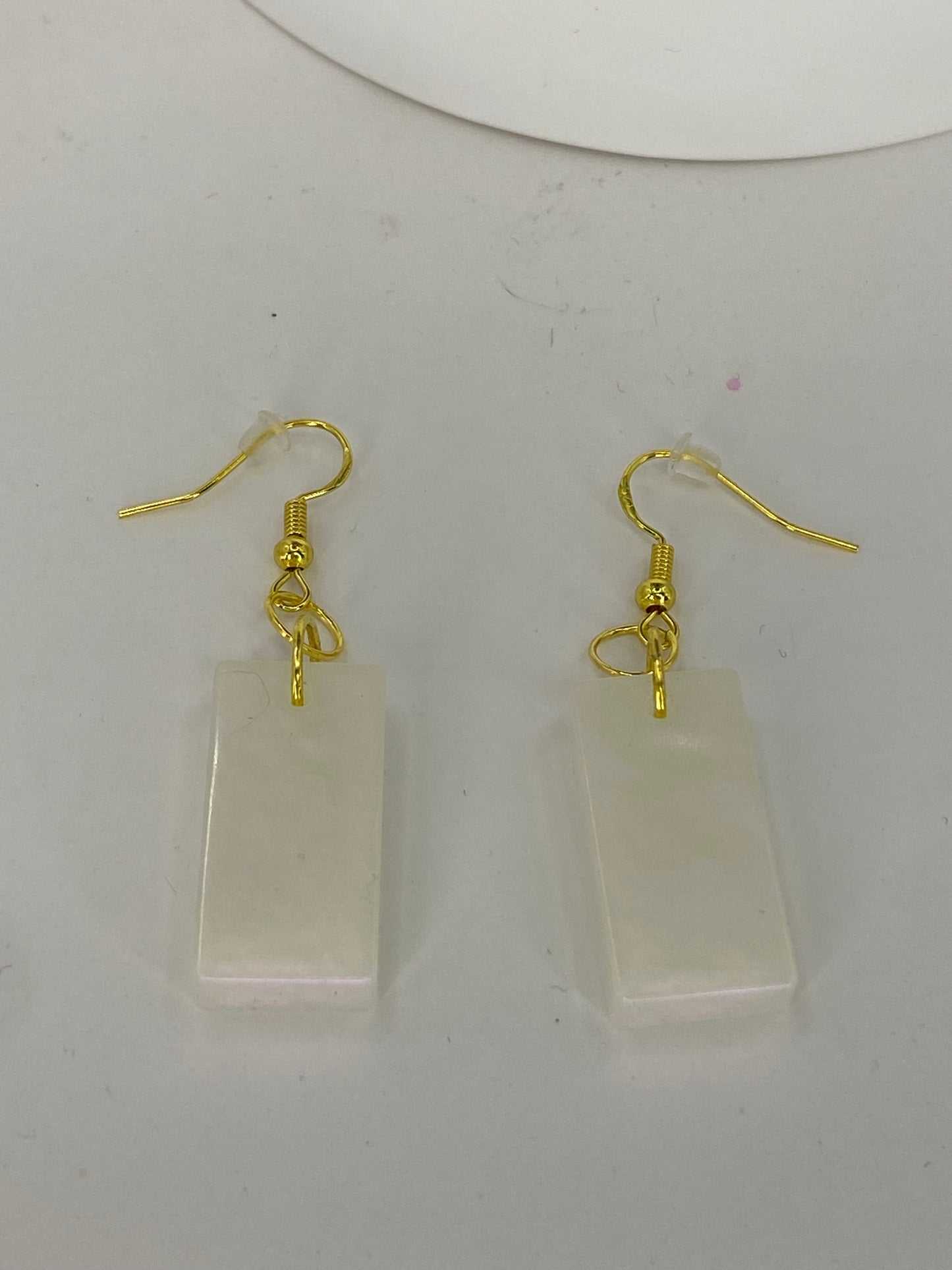 Iridescent Rectangle Earrings (Pink Tint)