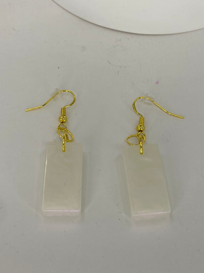 Iridescent Rectangle Earrings (Pink Tint)