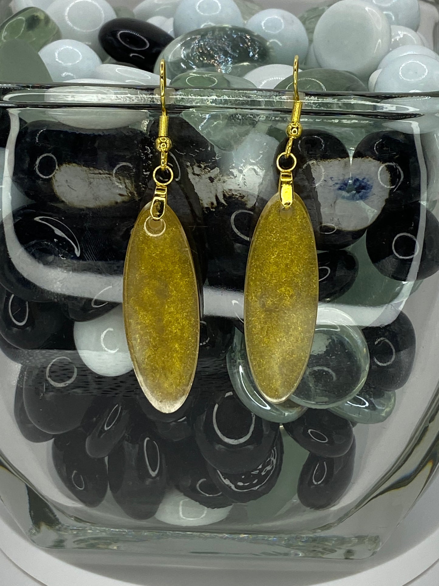 Gold Oval Shaped Earrings