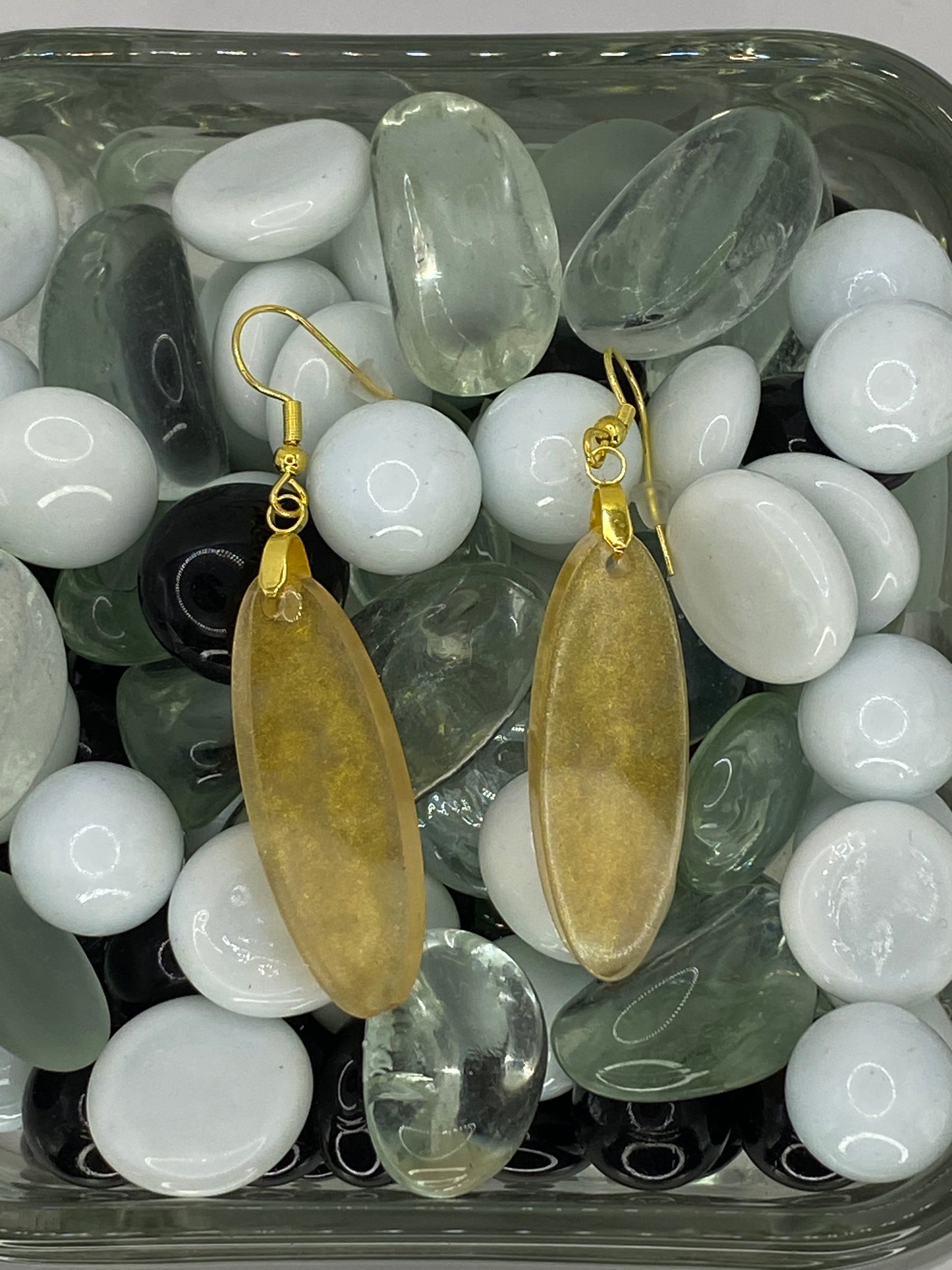 Gold Oval Shaped Earrings