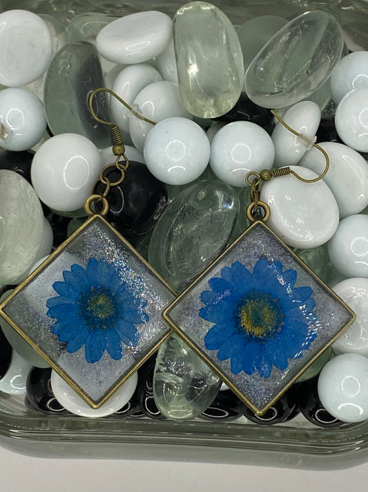 Flower with Glitter Earrings
