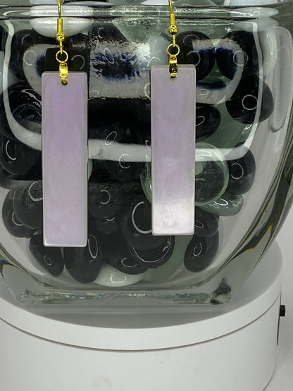 Iridescent Rectangle Earrings (Pink Tint)