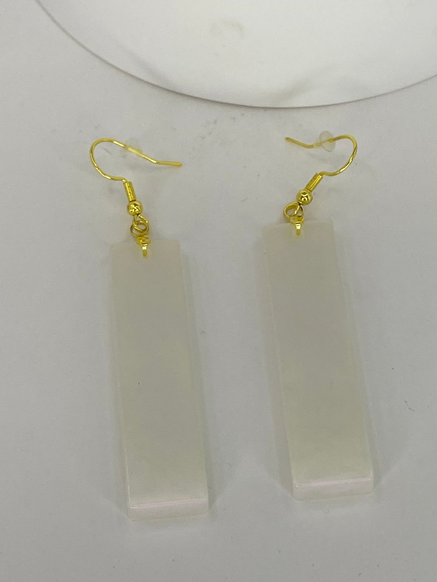 Iridescent Rectangle Earrings (Pink Tint)
