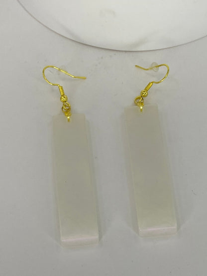 Iridescent Rectangle Earrings (Pink Tint)