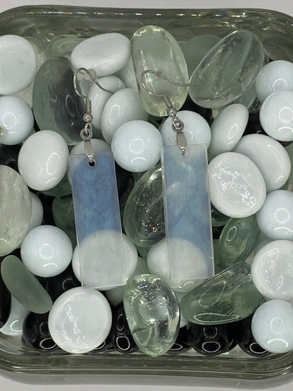 Iridescent Rectangle Earrings (Blue Tint)