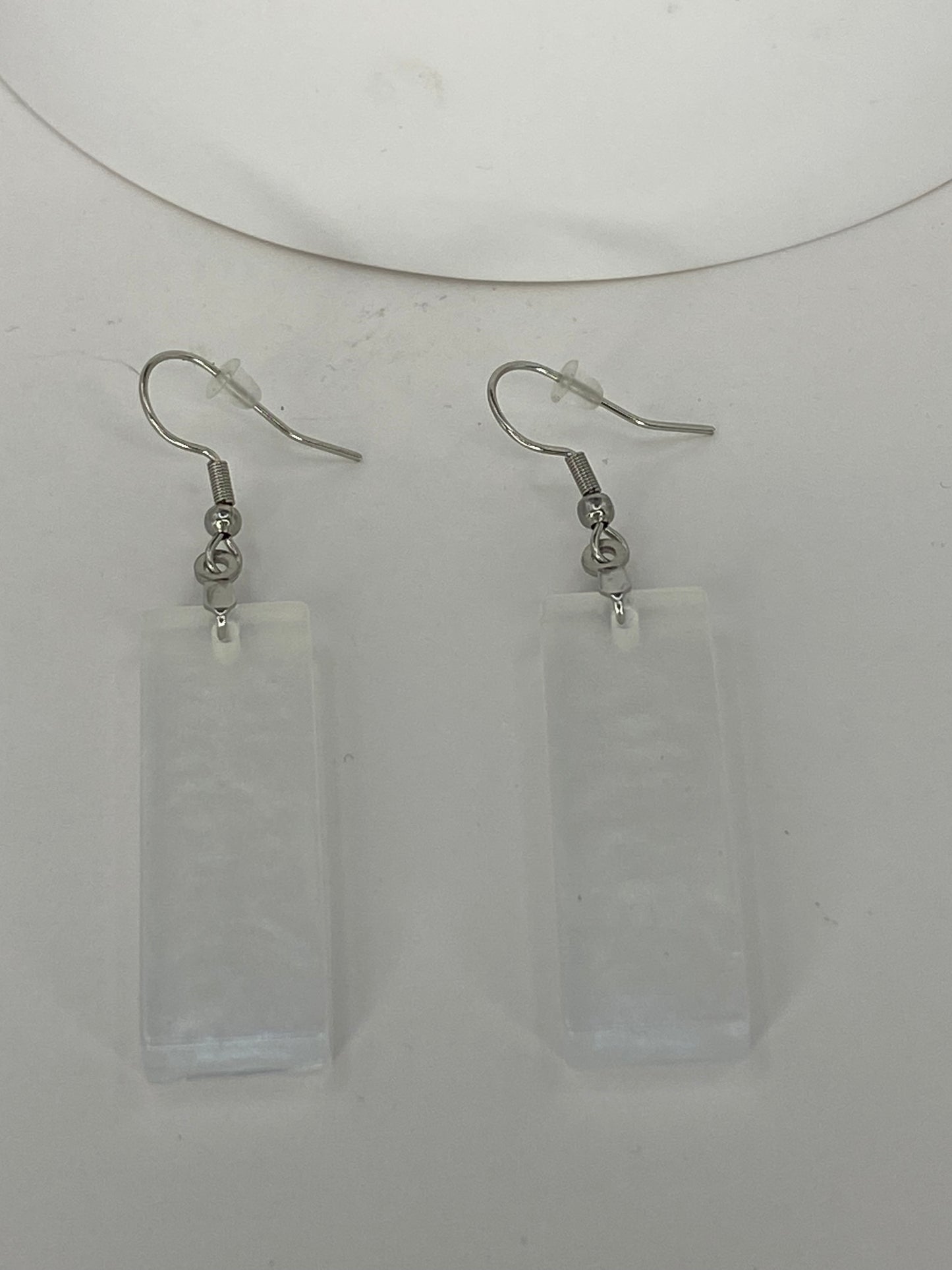 Iridescent Rectangle Earrings (Blue Tint)