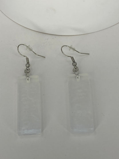 Iridescent Rectangle Earrings (Blue Tint)