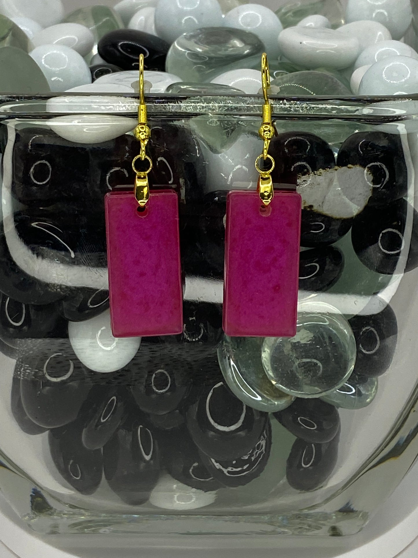 Rose Red Rectangle Earrings
