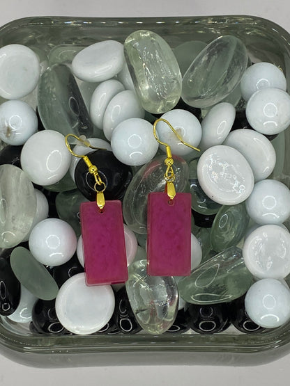 Rose Red Rectangle Earrings