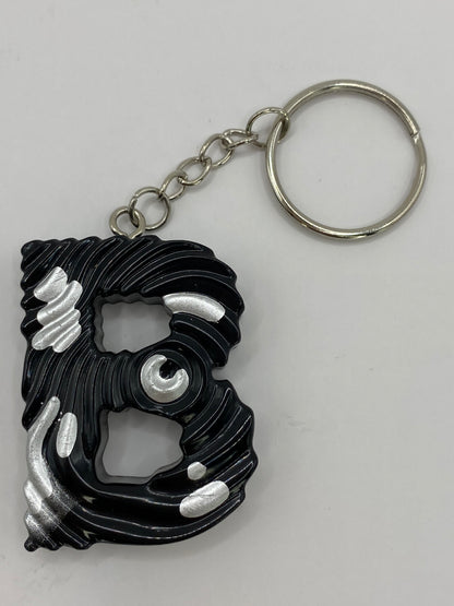 Black & Silver Ripple Letter Keychains