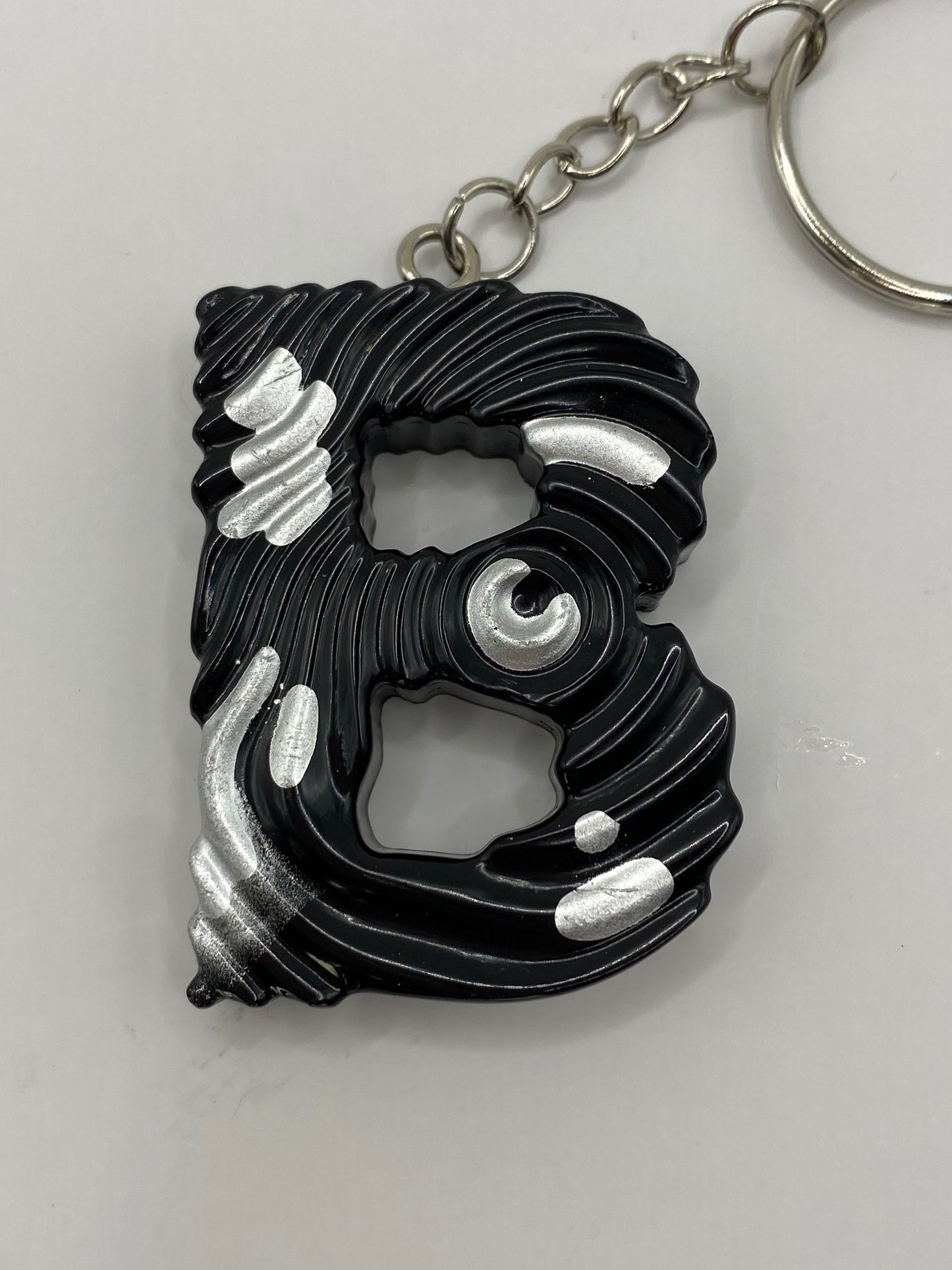 Black & Silver Ripple Letter Keychains