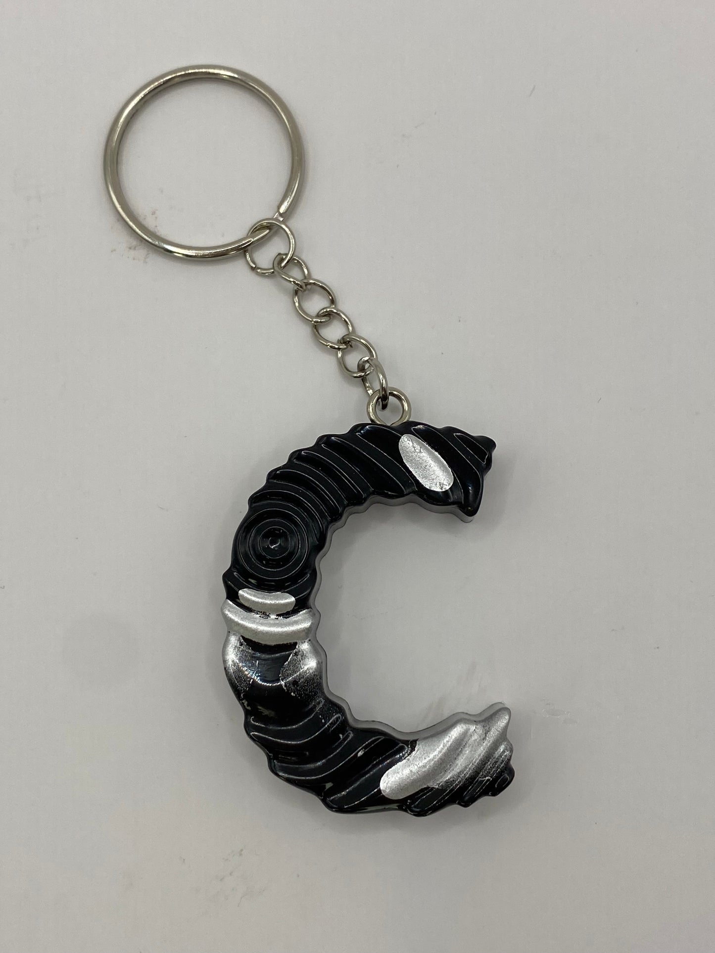 Black & Silver Ripple Letter Keychains