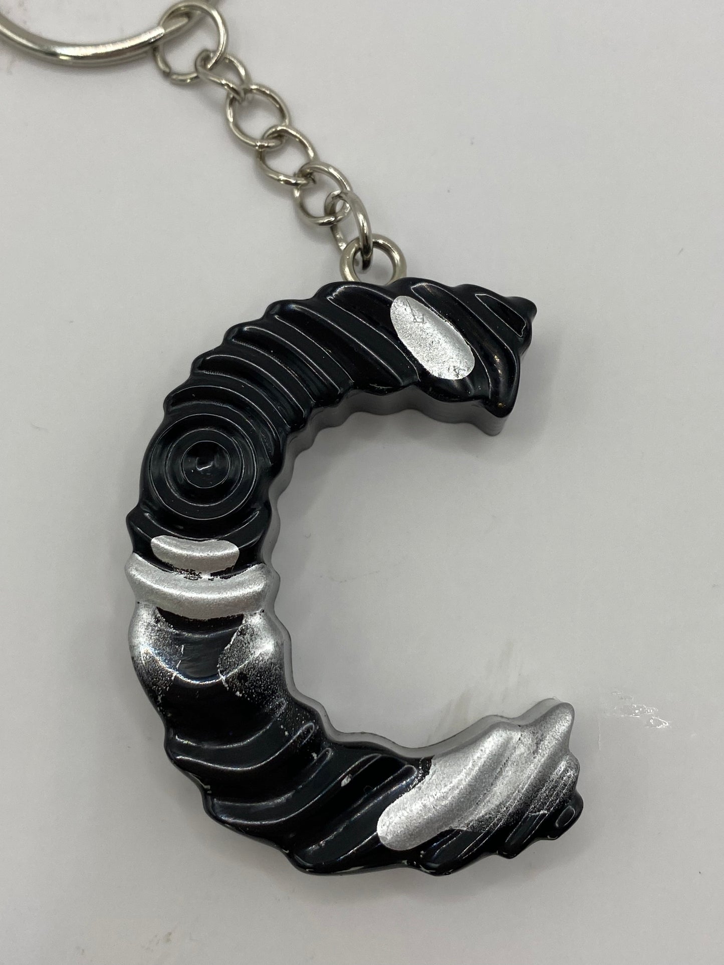 Black & Silver Ripple Letter Keychains