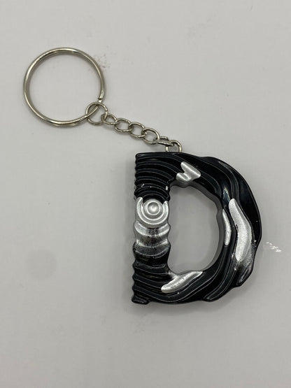 Black & Silver Ripple Letter Keychains