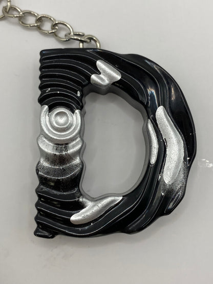 Black & Silver Ripple Letter Keychains