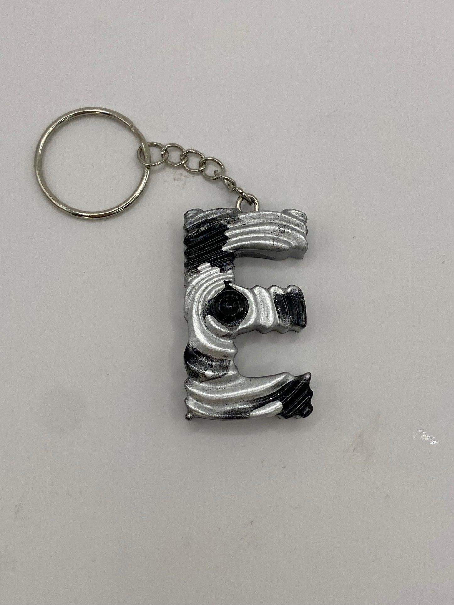 Black & Silver Ripple Letter Keychains