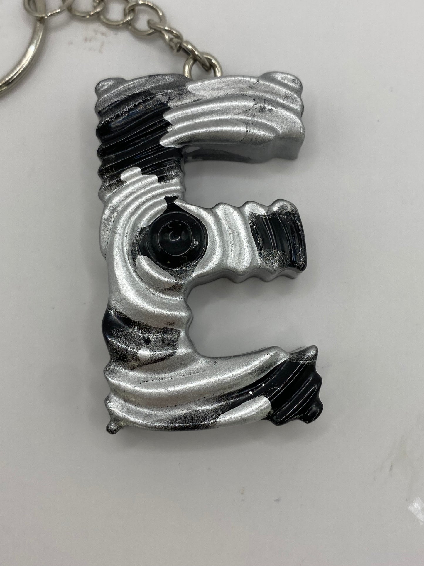 Black & Silver Ripple Letter Keychains
