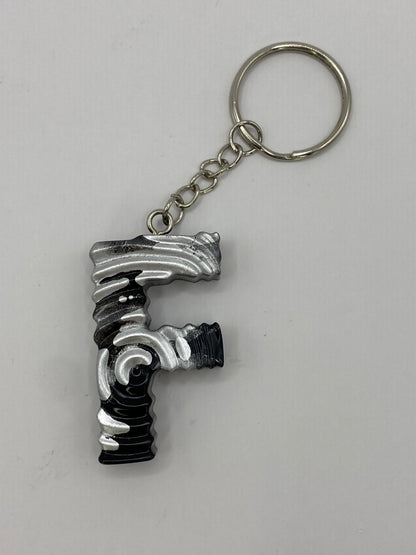 Black & Silver Ripple Letter Keychains