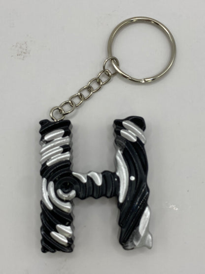 Black & Silver Ripple Letter Keychains