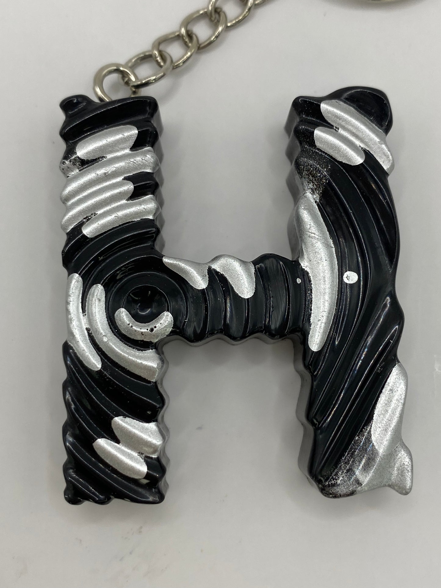 Black & Silver Ripple Letter Keychains