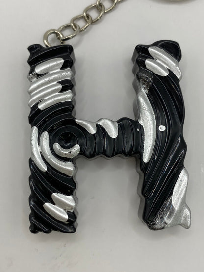 Black & Silver Ripple Letter Keychains