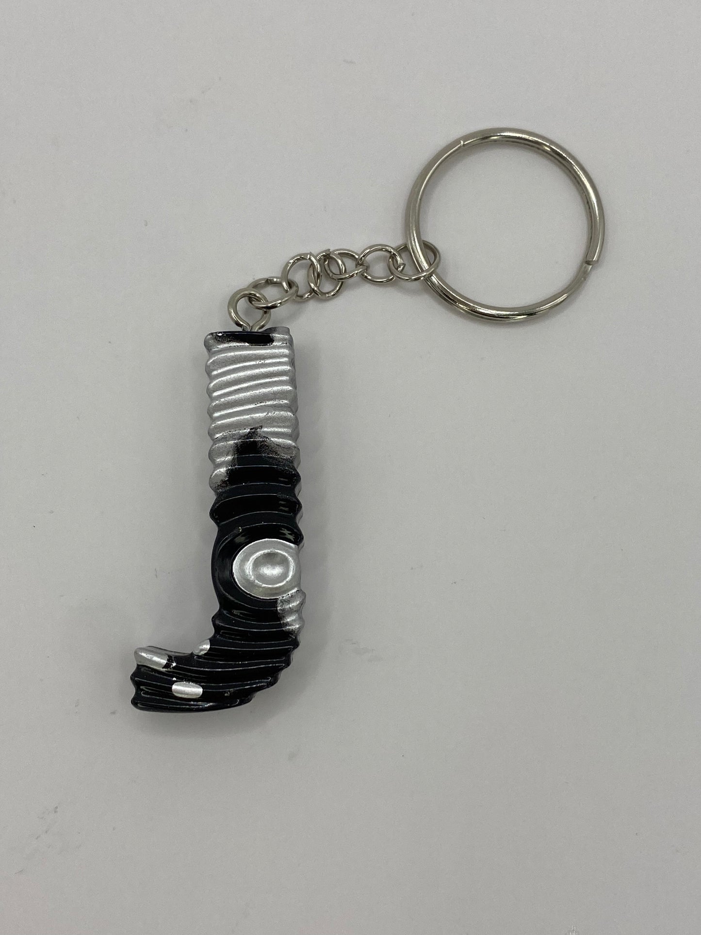 Black & Silver Ripple Letter Keychains