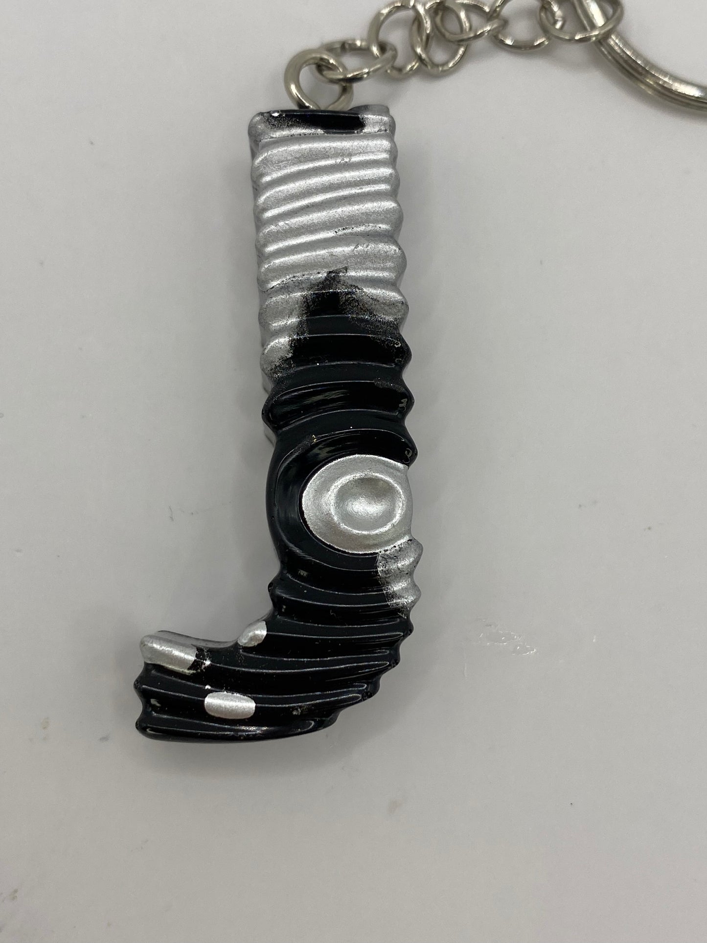 Black & Silver Ripple Letter Keychains