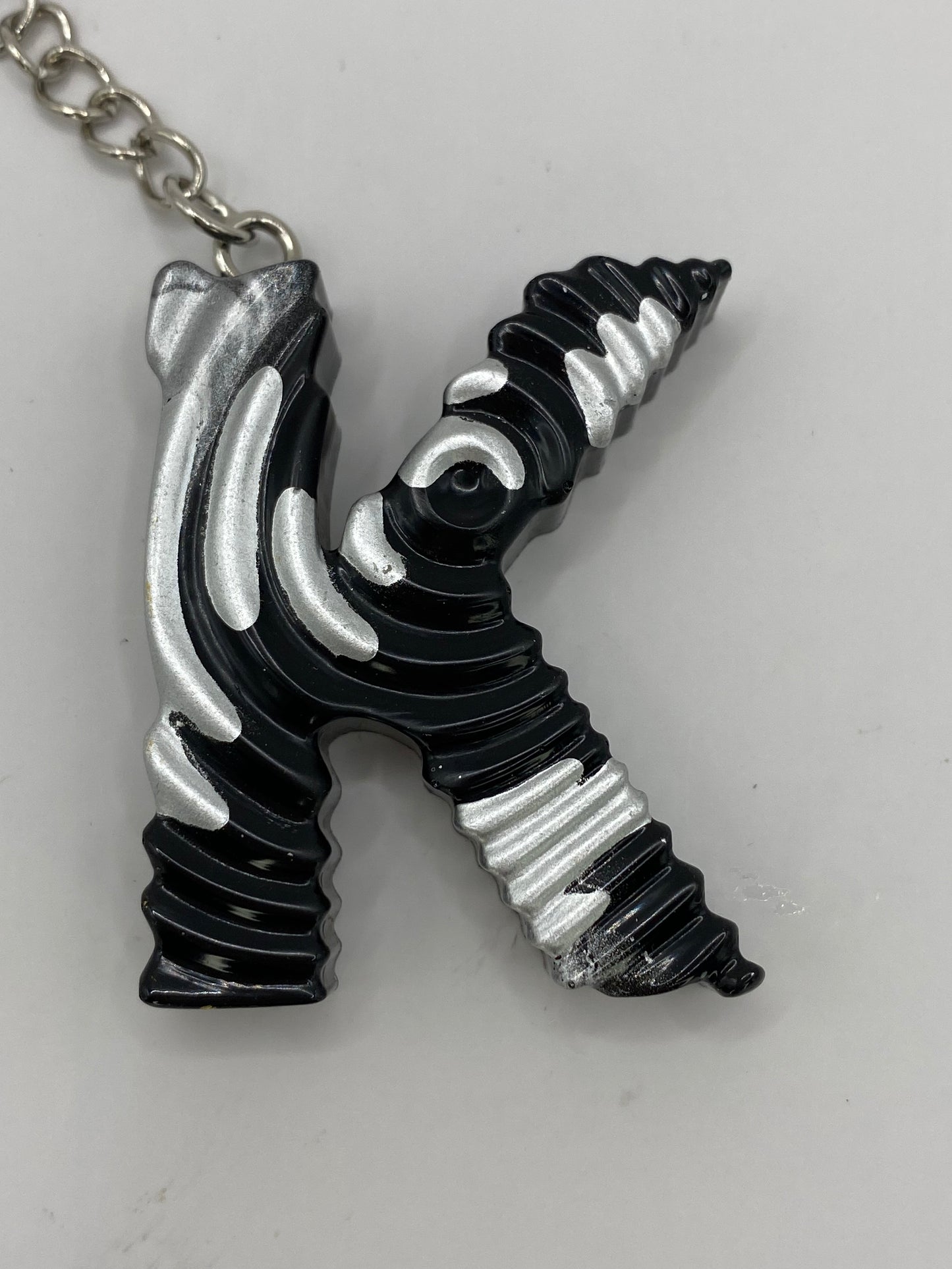 Black & Silver Ripple Letter Keychains