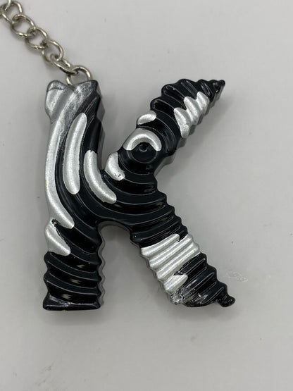 Black & Silver Ripple Letter Keychains
