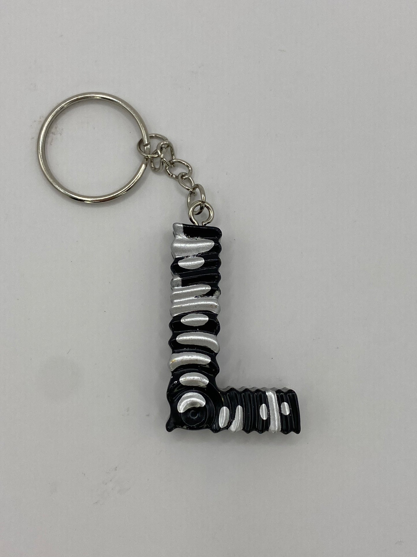 Black & Silver Ripple Letter Keychains