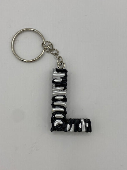Black & Silver Ripple Letter Keychains